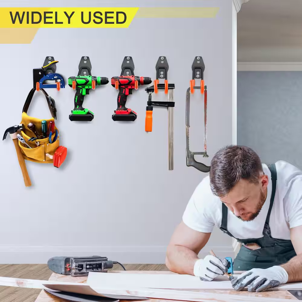 8 Pack 2.75 In. Black Steel Heavy Duty Garage Hooks Wall Rack with Non-Slip PVC