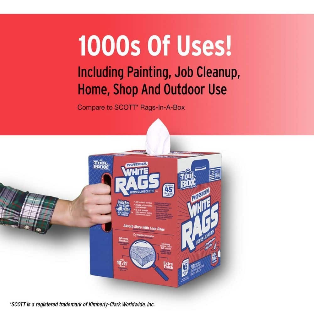 Professional White Disposable Painter’s Rags Natural Fiber 200 Sheets 10×11