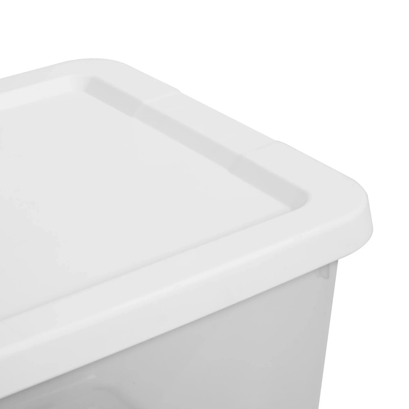 (4) 12 Quart Storage Boxes, Clear Plastic Storage Bin with Snap-On Lid, White