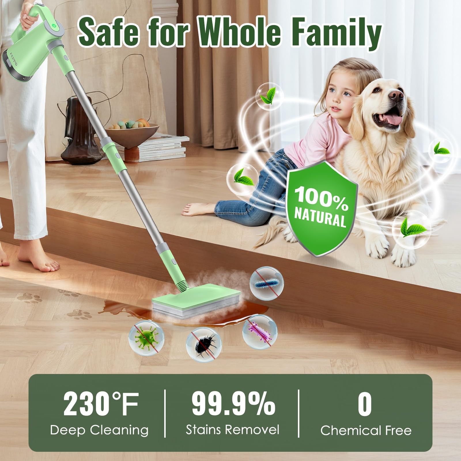 Steam Mop & Detachable Handheld Steam Cleaner for Home and Floor Cleaning, 15…