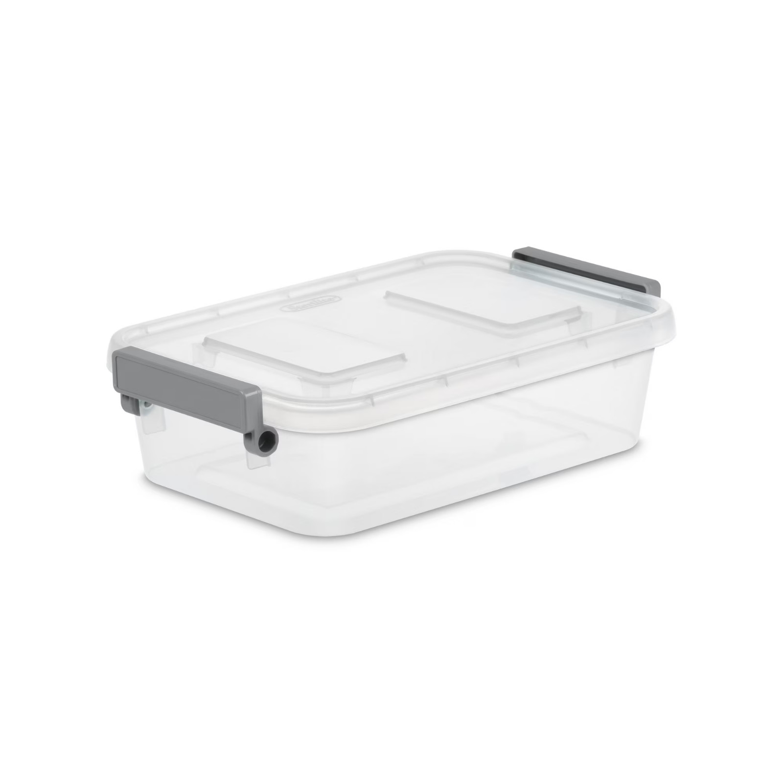 2 Pack Sterilite 2.7 Qt Modular Locking Storage Box Clear Gray Container