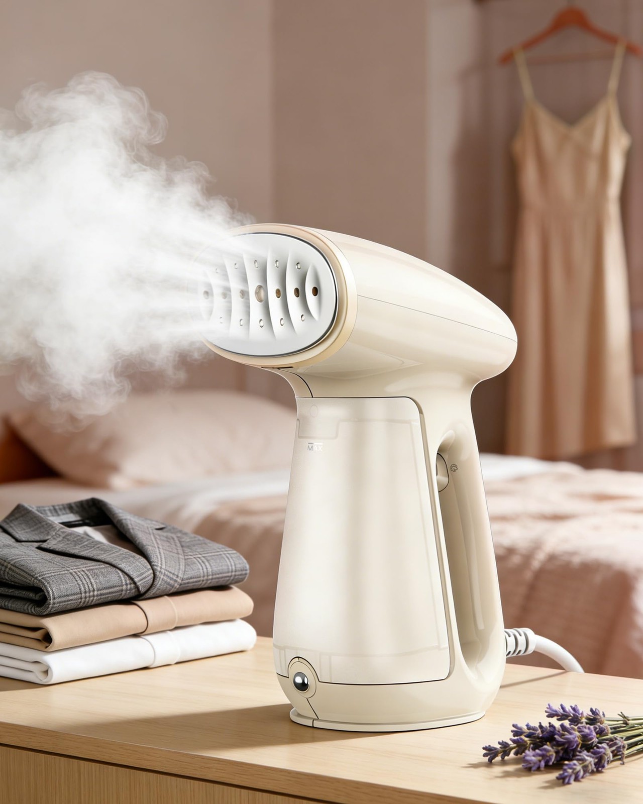 Bear Steamer for Clothes, Handheld Clothes Steamer,1300W Compact, Beige
