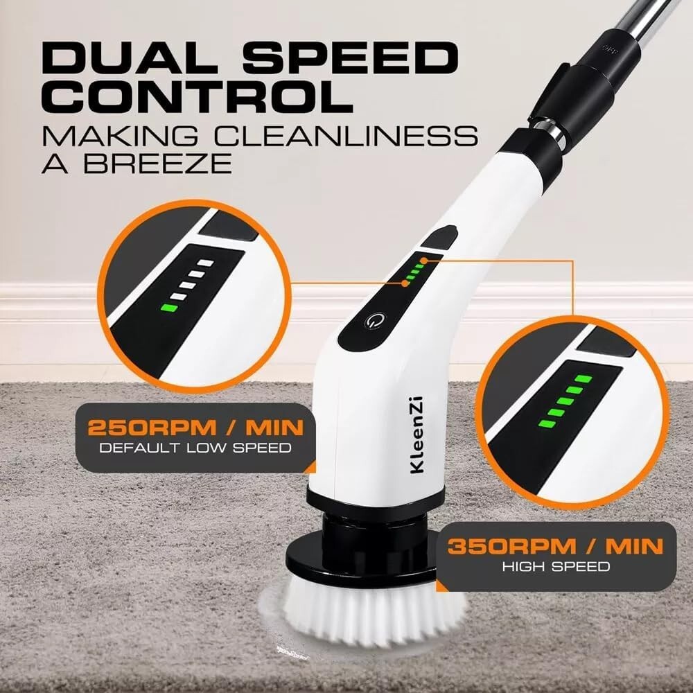 Electric Spin Scrubber Cleaning Brush 8 In 1 Shower Scrubber Adjustable Handle