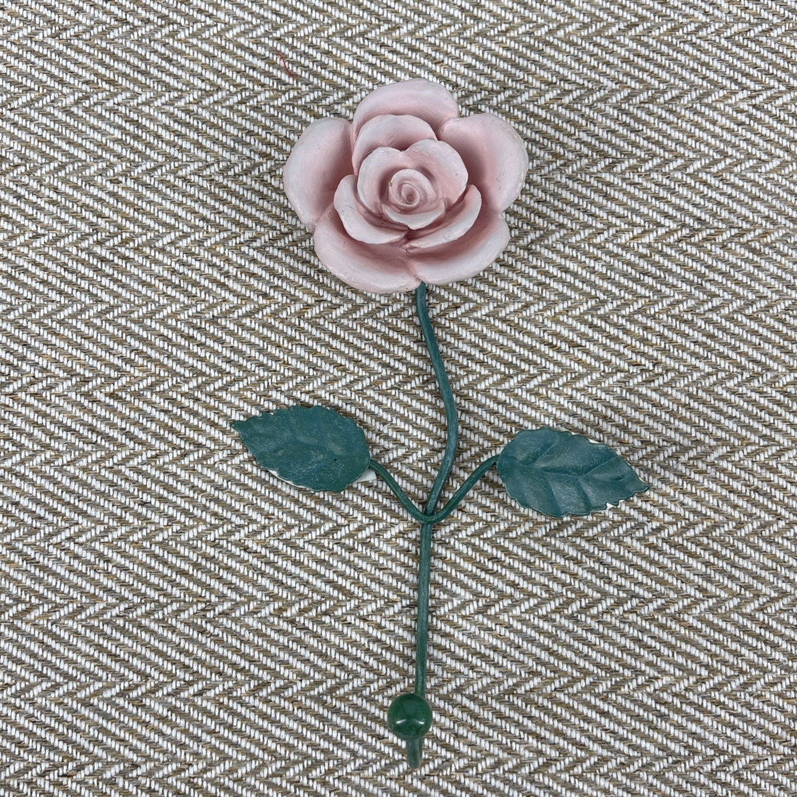Pink Enameled Rose Wall Hook Shabby Chic French Country Cottagecore 8′