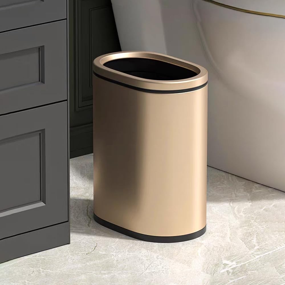 9L/2.4GALSlim Bathroom Trash Can, 12 * 7.75 * 13.67 inches, Stainless Steel w…