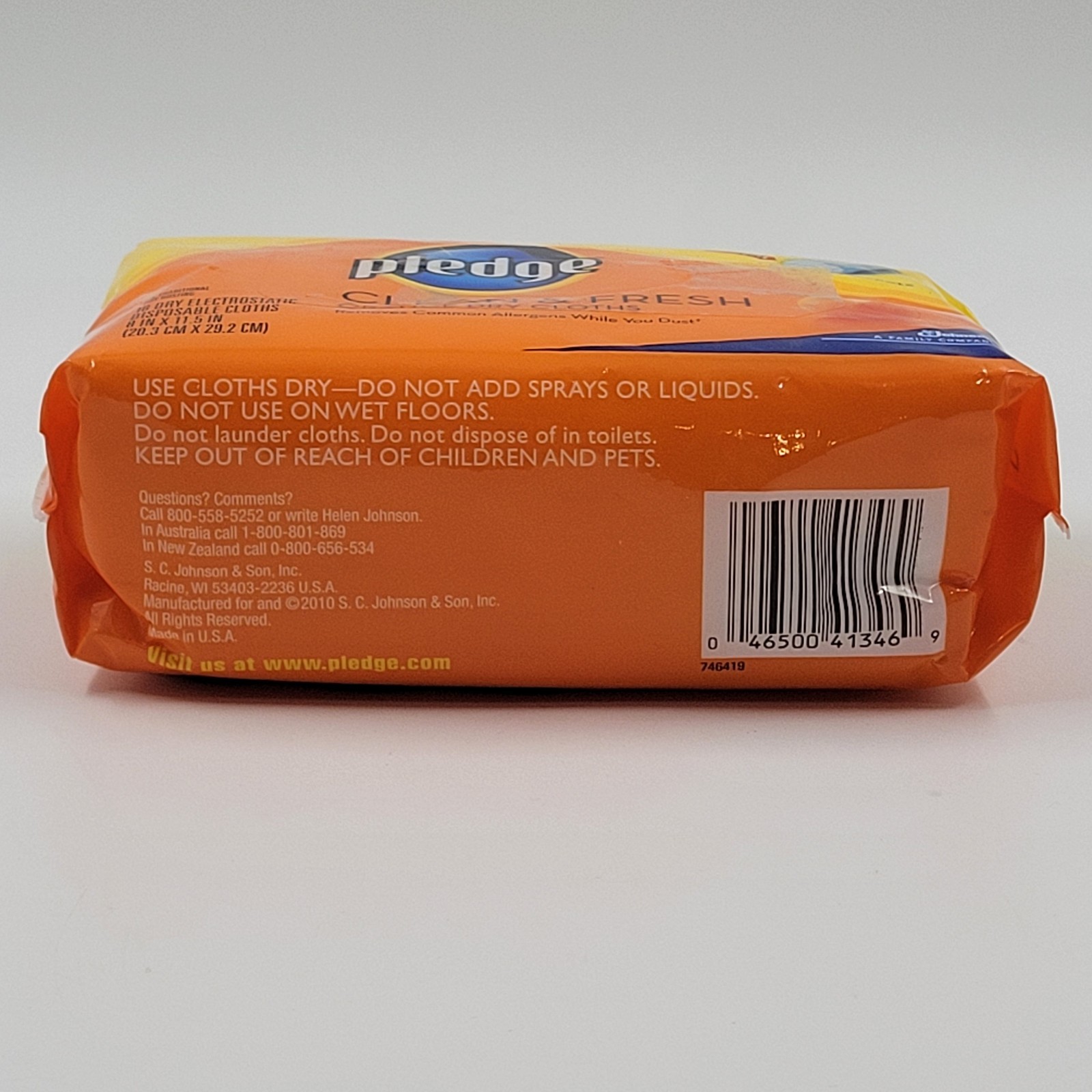 Pledge Grab It Dry Cloths Orange 16 Dry 8 in x 11.5 in Disposable Cloths