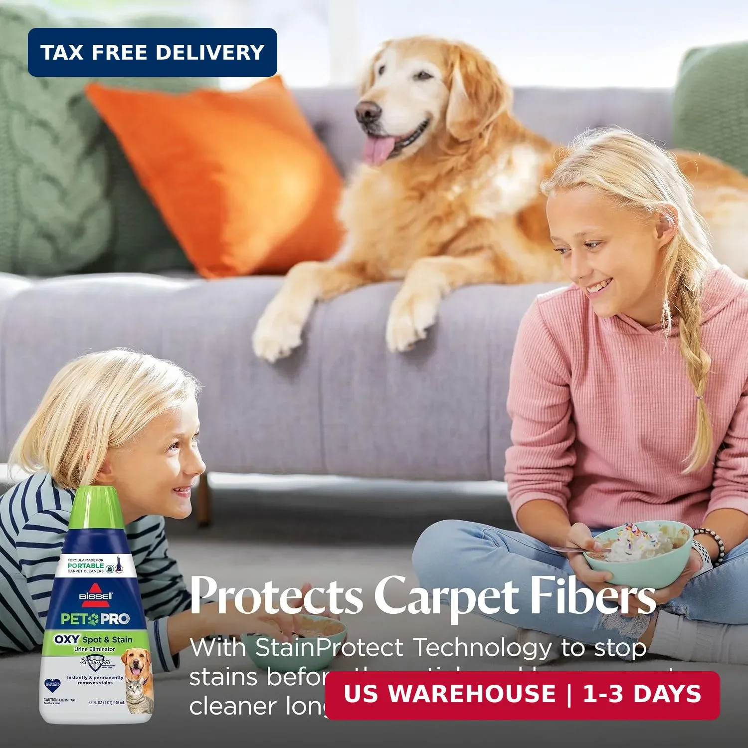 Bissell PET PRO OXY Spot & Stain Formula for Portable Carpet Cleaners, 32 oz., 2