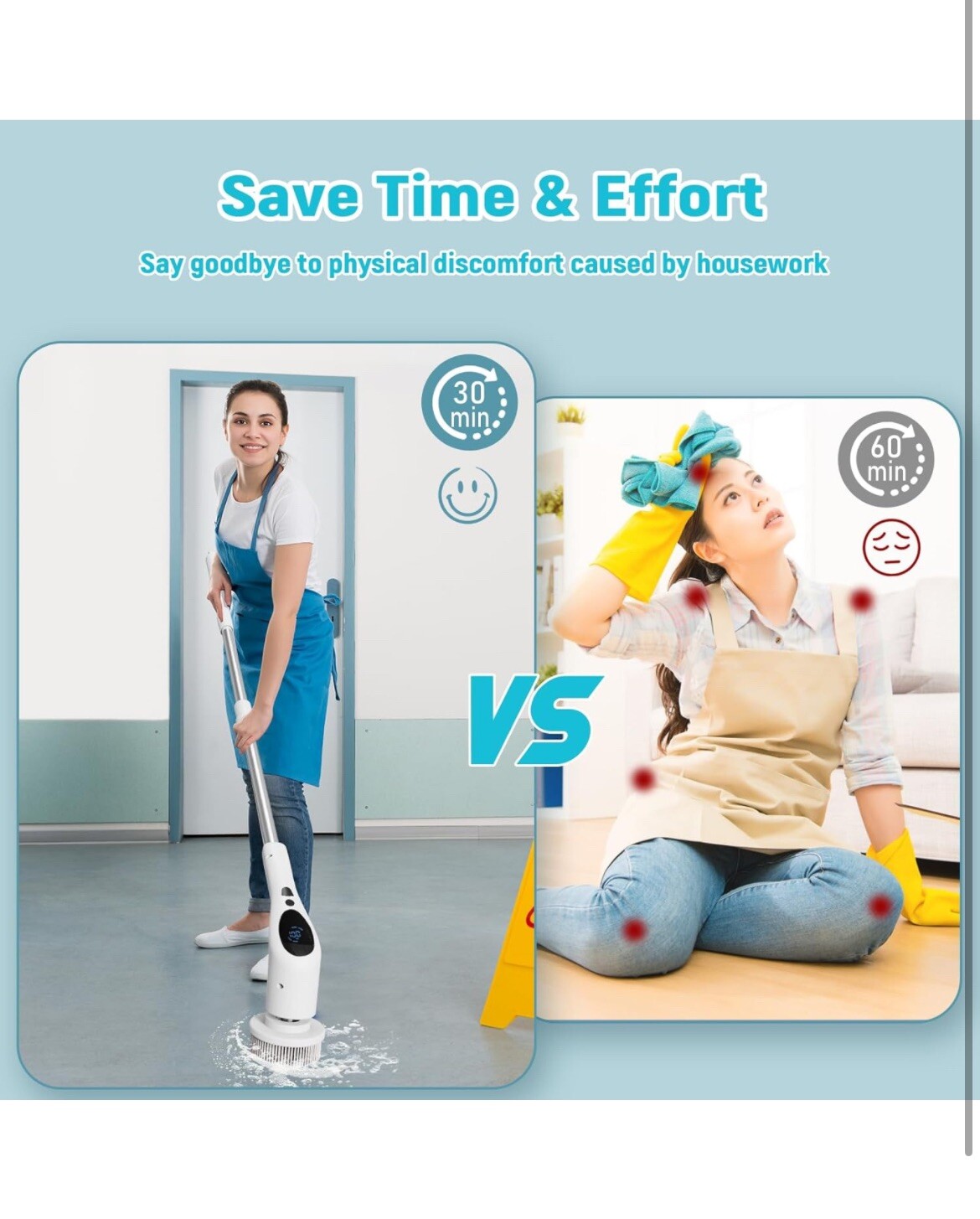 9 in 1 Electric Spin Scrubber Rapid Scrubber Cleaning Brush Cordless Chargeable