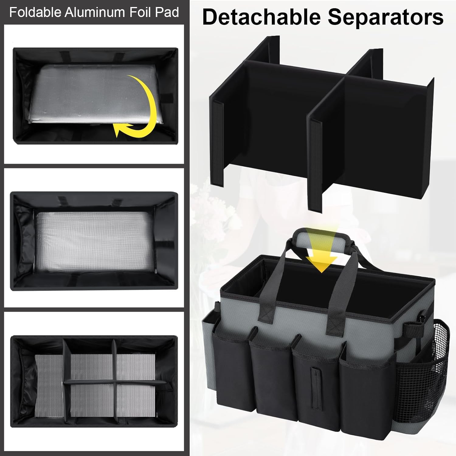 Wearable Cleaning Caddy Bag with Straps Black Gray for Housekeeper Supplies