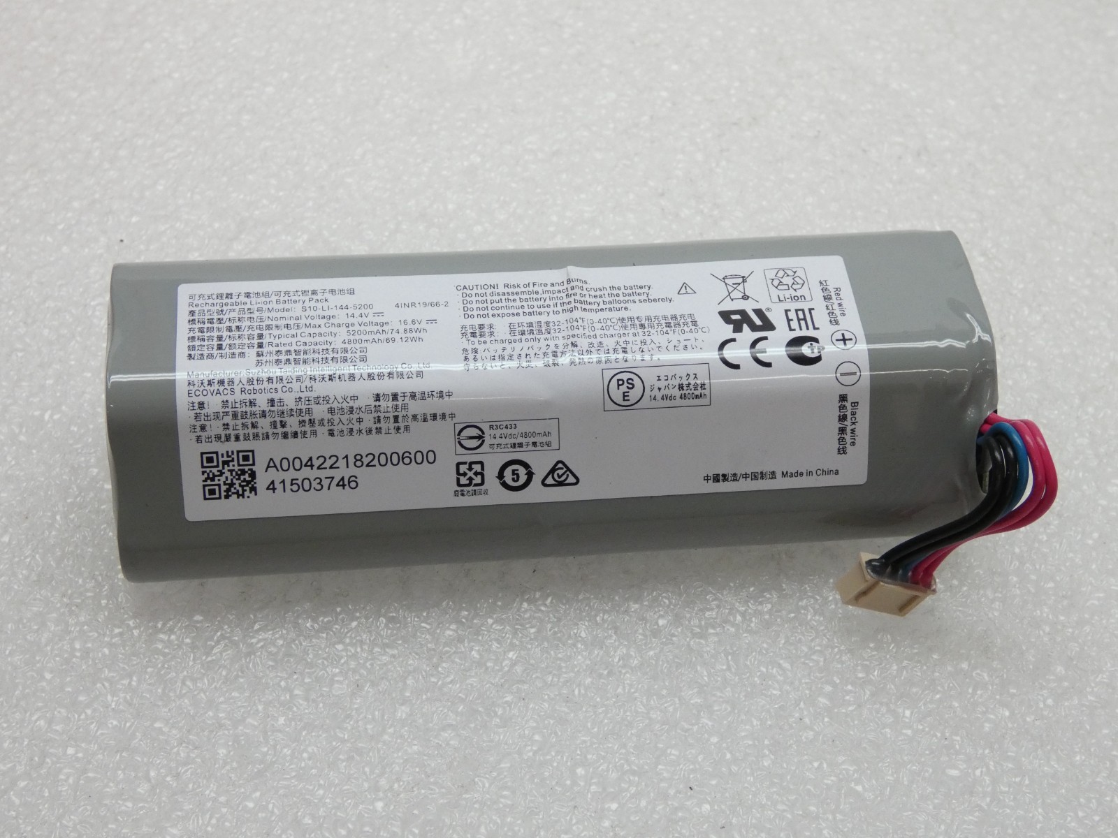 Genuine Battery For Ecovacs Deebot T5 T8 T8+ AIVI T9 T10 T20 S10-LI-144-5200