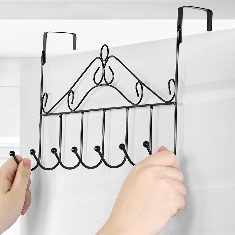 4 Packs Over The Door Towel Hook Coat Rack with 7 Hooks, Metal Hanging Organizer