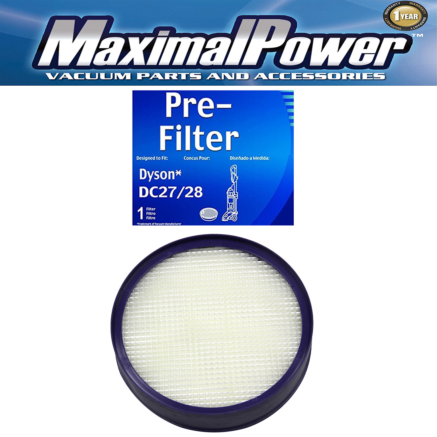 MaximalPower Washable & Reusable Post HEPA Filter for Dyson Vacuums DC27/DC28