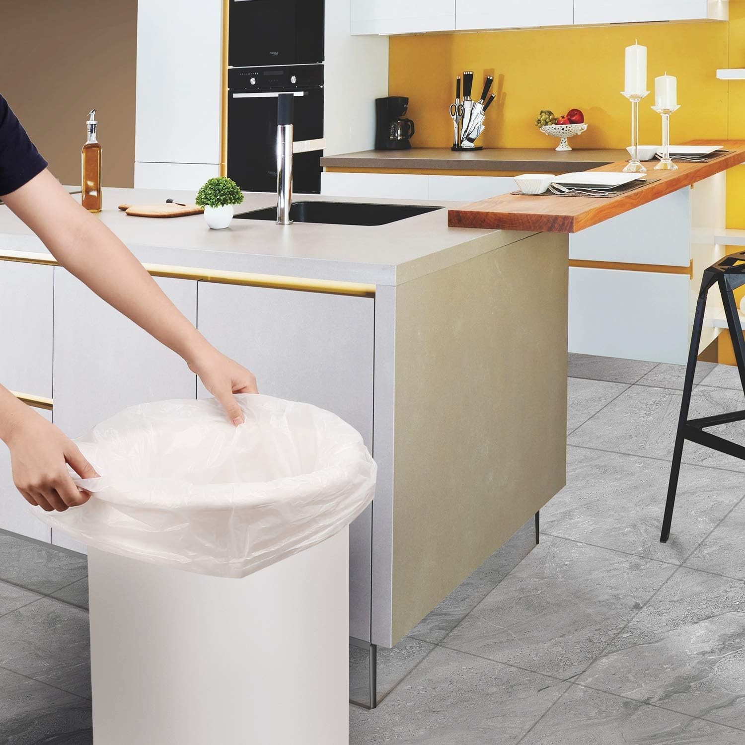 13 Gallon Garbage-Bags Tall Kitchen Compostable-Trash-Bag – White Biodegradable