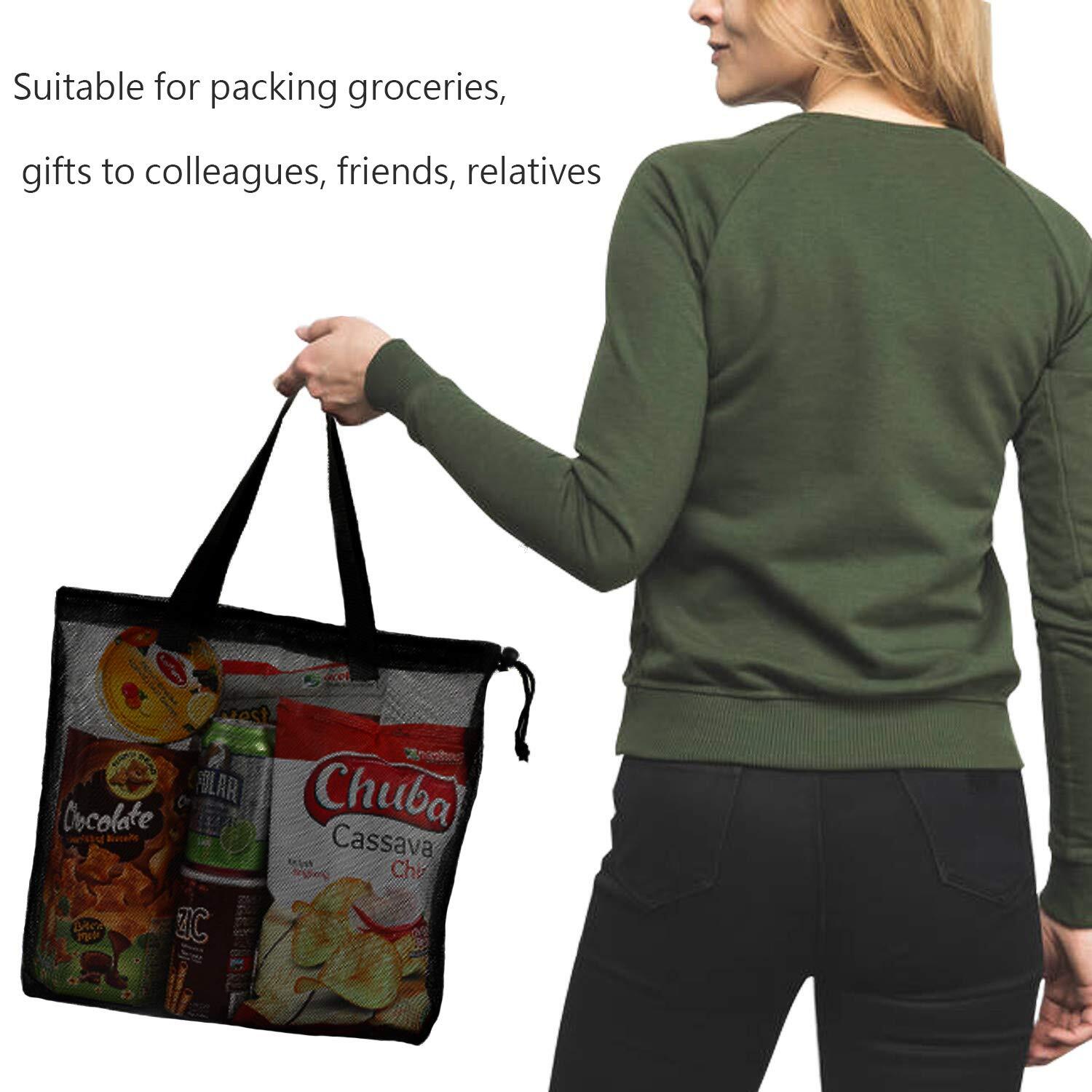 Resuable 4pack Cute Mesh Tote Plool Bagsmesh Beach Bags With Drawsting For Kid’s