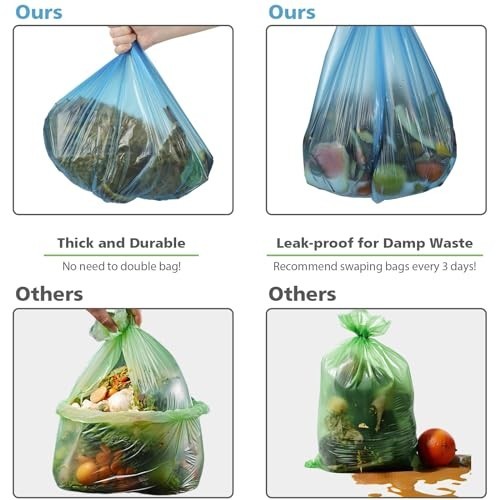 Compostable Trash Bags – 4 Gallon, 200 Packs, Biodegradable, Blue Recycle Bags,