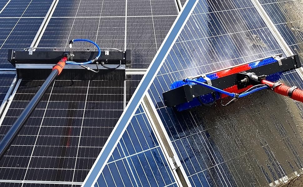 Professional Solar Panel Cleaning Brush,400RPM,Water-Fed System,AC/DC Power