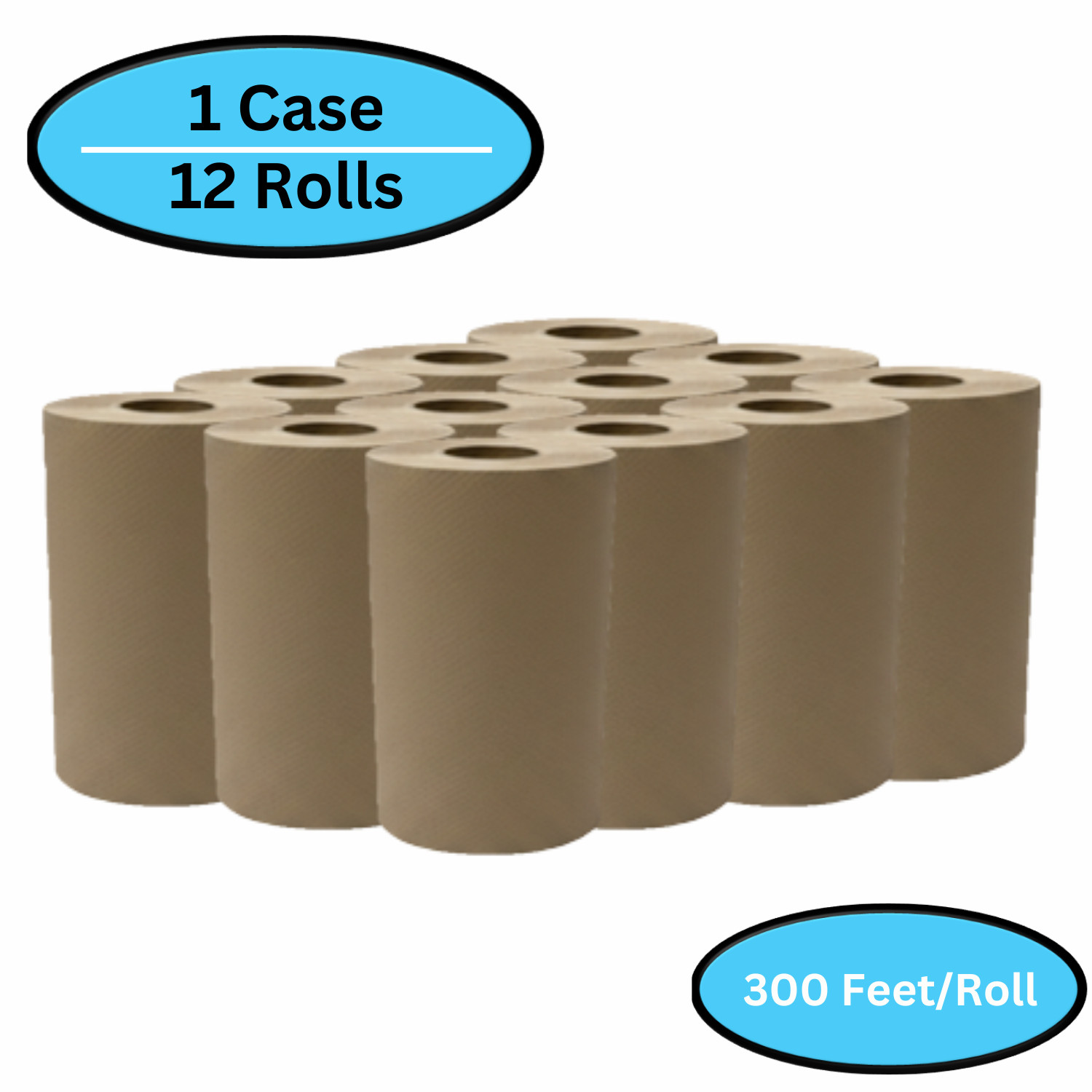 7.87″ x 300′ Kraft Paper Towel Roll – 1 Ply (2″ Core) – 12 Rolls/Case – 1 Case