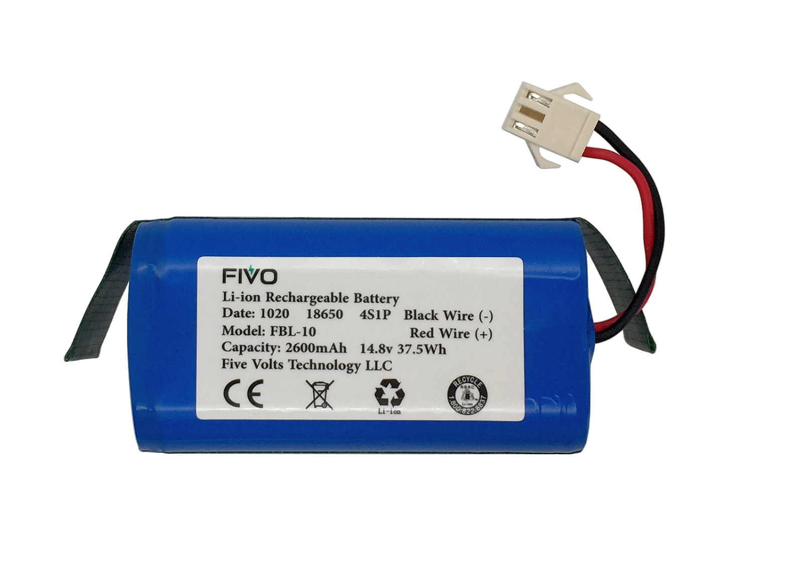 Replacement Battery for Shark Ion RV750 RV720 RV725 RV700 Models (3-prongs plug)