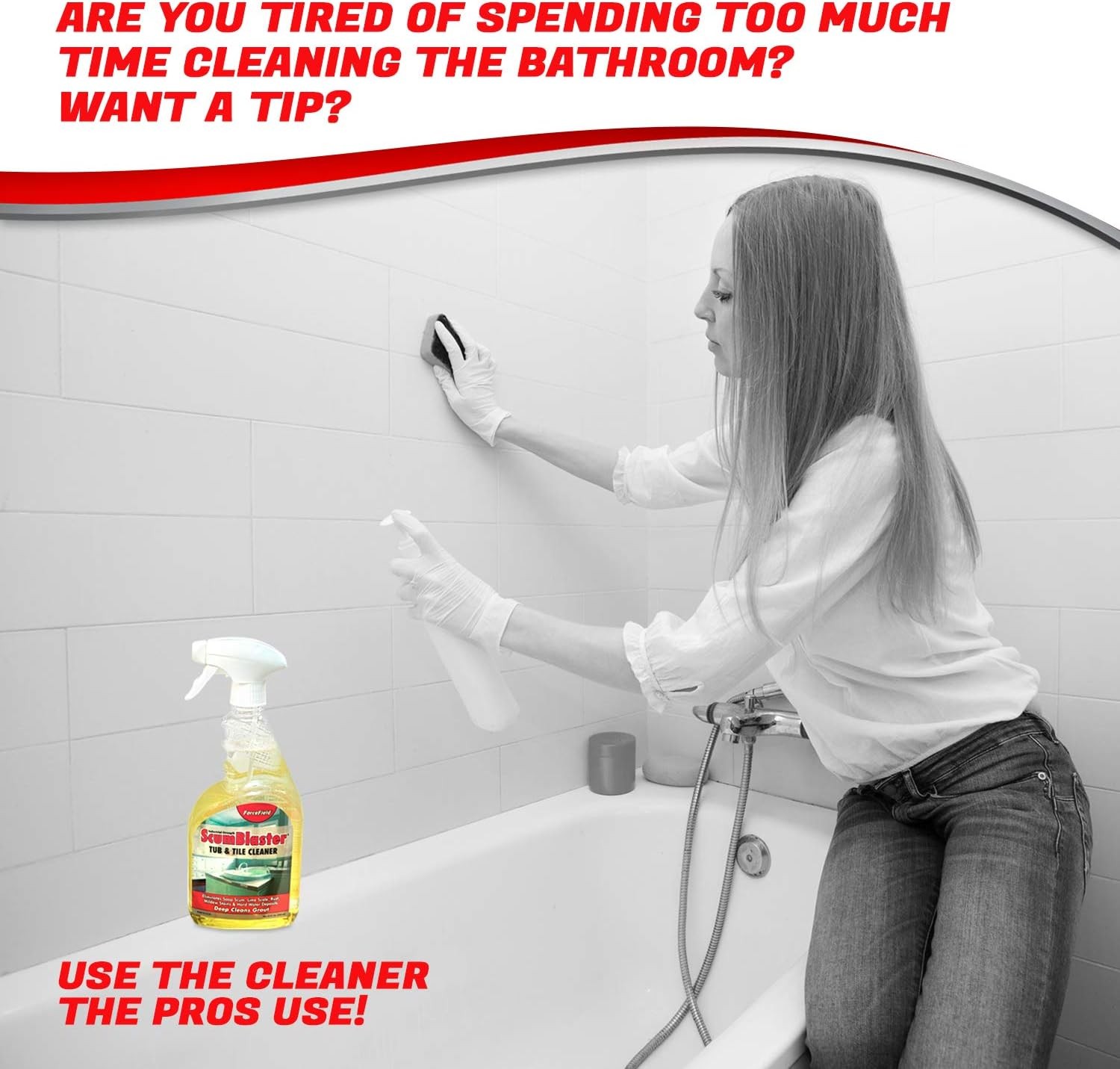 ForceField ScumBlaster: Soap Scum Remover, Tile and Grout Cleaner, Hard Water