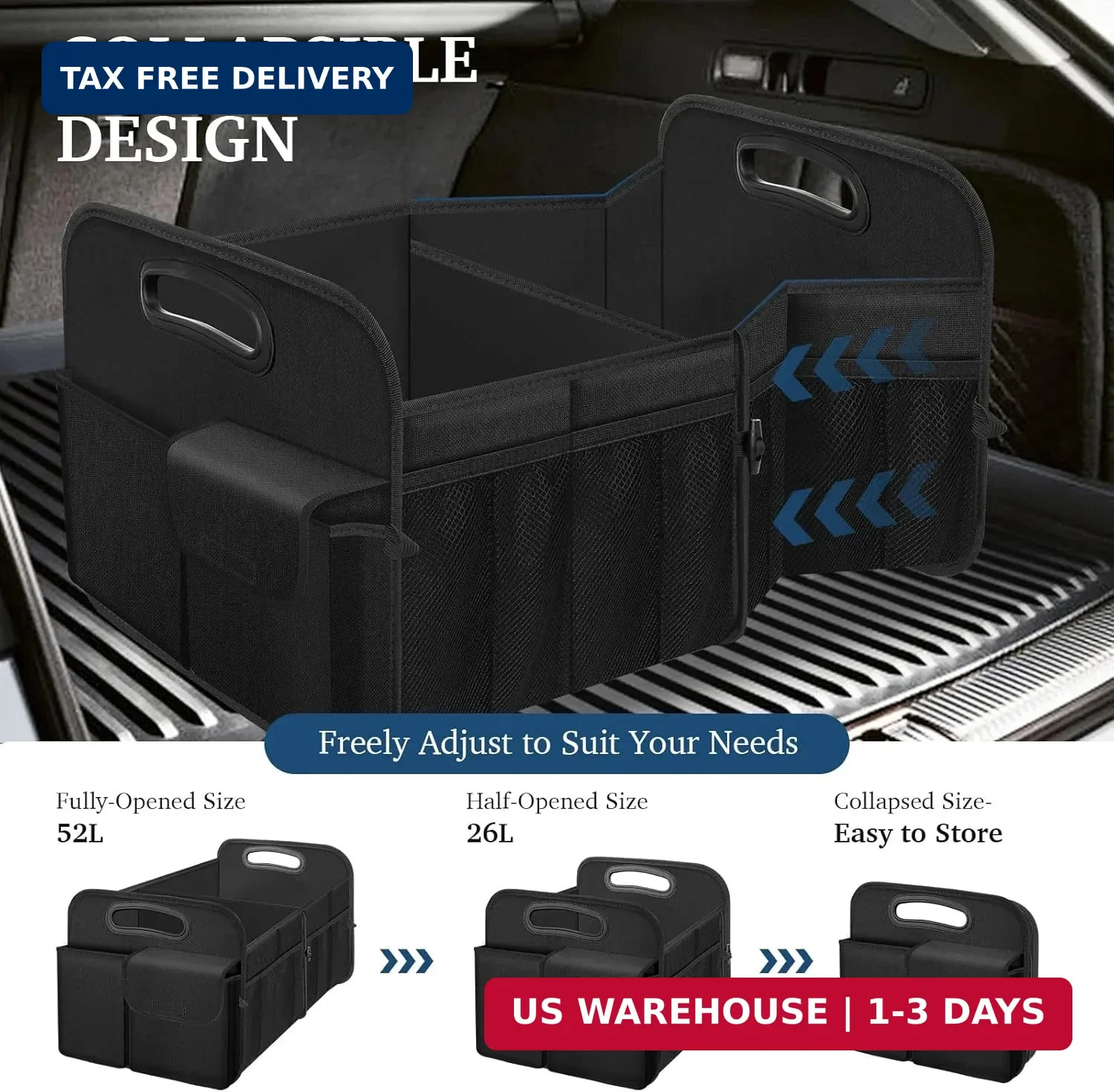 Car Trunk Organizer with Large Capacity Waterproof Car Accessories for Wo
