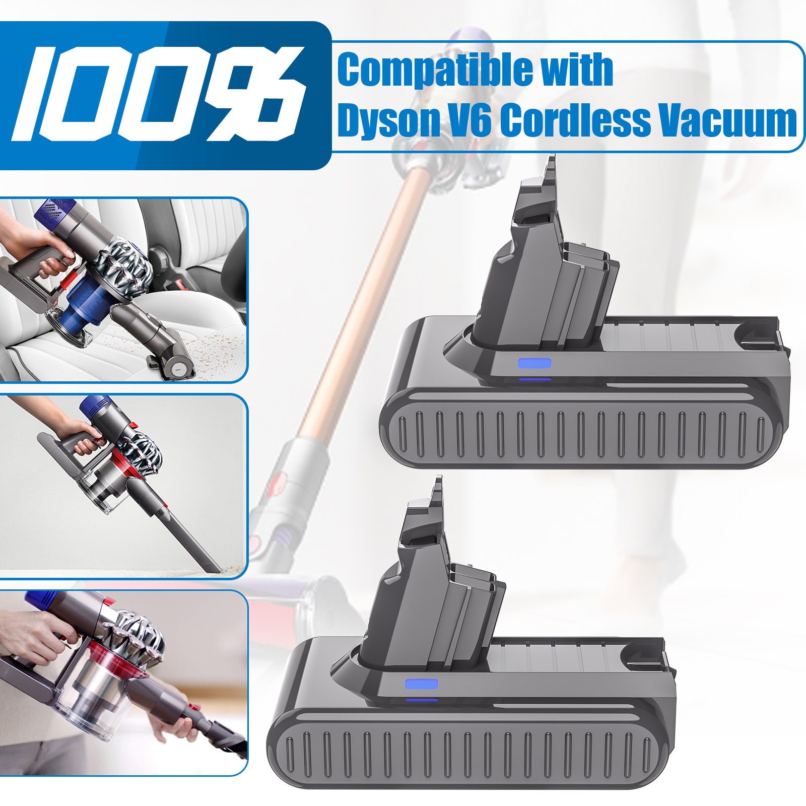 9500mAh Battery For Dyson V6 Animal DC58 DC59 DC62 DC74 DC72 SV03 SV09 Replace