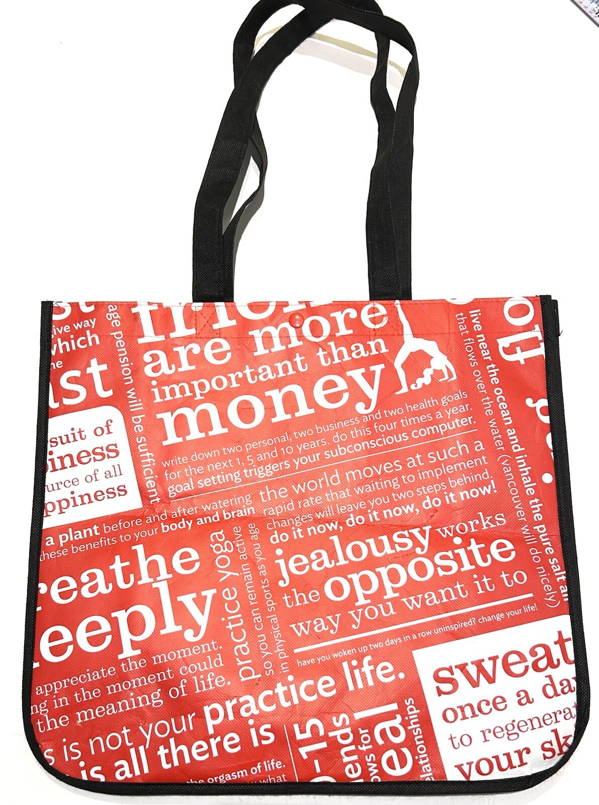 Lululemon Resuable Shopping Tote Bag Large 16”x 14” Red/ White/ Black