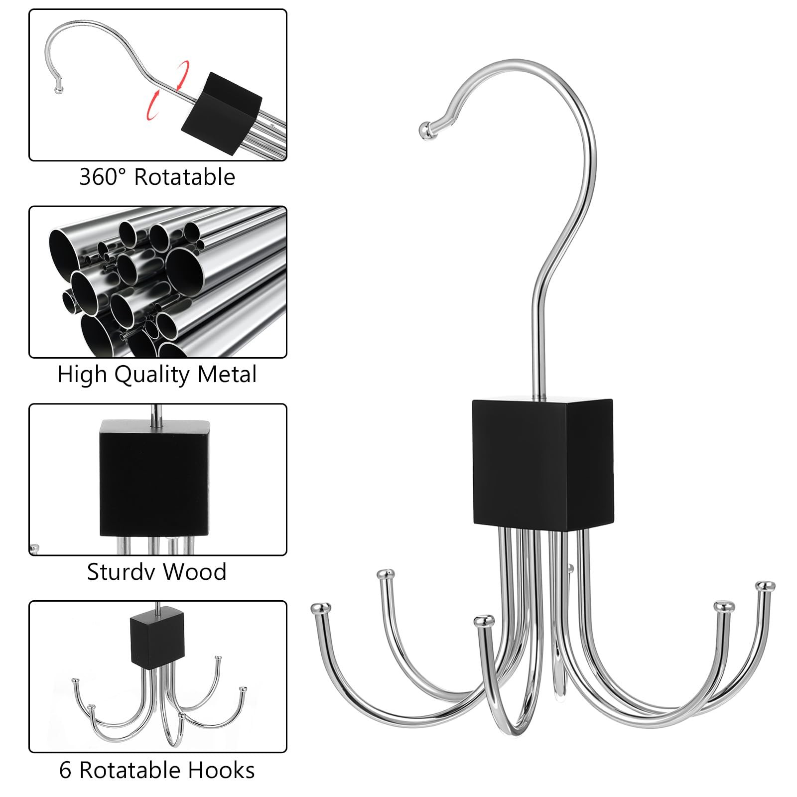 2 Pack 360° Rotating Belt & Bra Hanger Organizer for Ties, Tank Tops Accessories