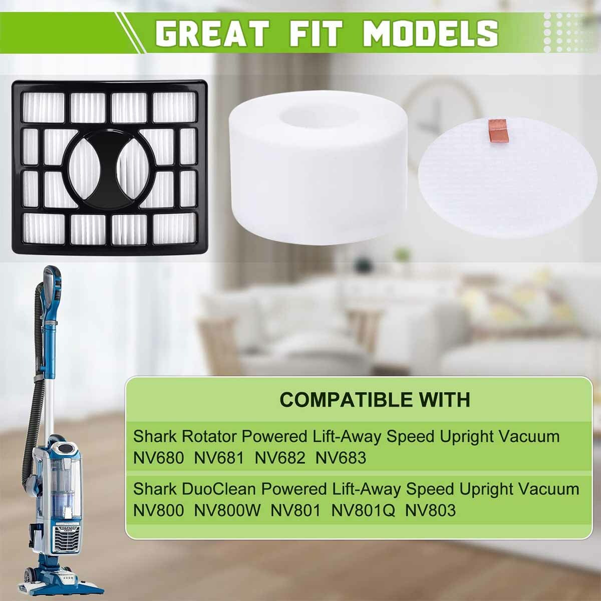 For Shark UV810 Filter Vacuum NV683 NV800 1 HEPA 2 Foam and Felt Filters