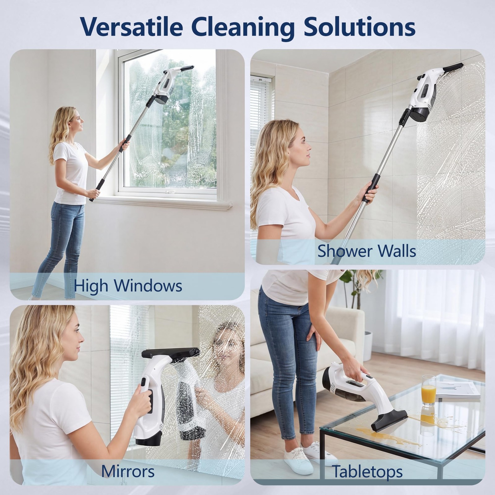 ZRHI Window Vacuum Squeegee with Extendable Pole 31-40″, L-0602-DGW1, Ivory