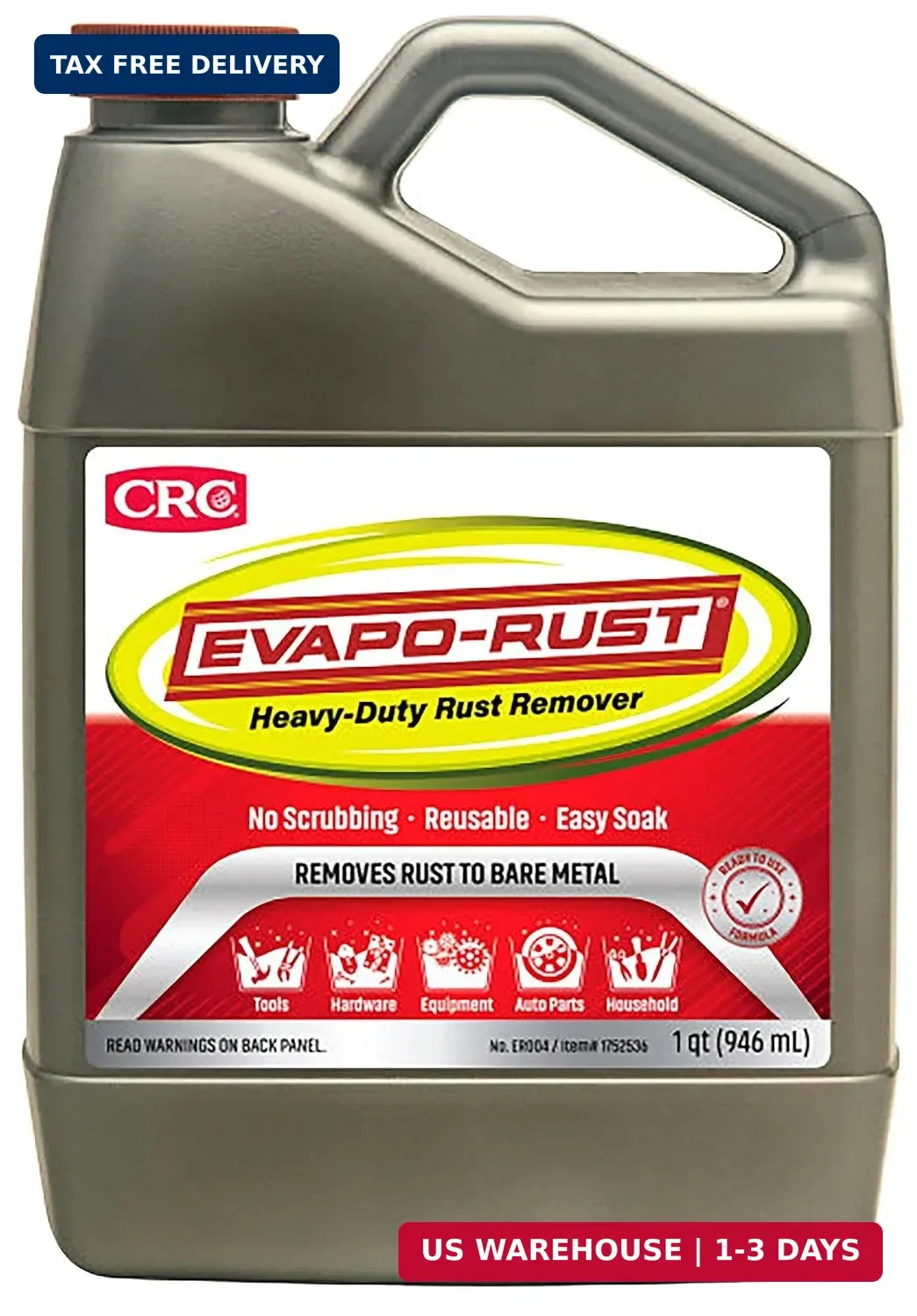 CRC Evapo-Rust, Heavy-Duty Rust Remover, Reusable, Acid-Free, Non-Corrosive, Wat