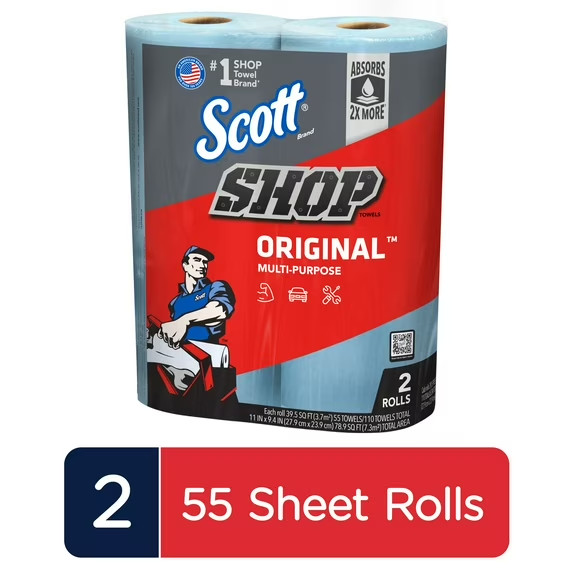 SCOTT Professional Multi Purpose Shop Paper Towels 55 Sheets Roll 2 Rolls