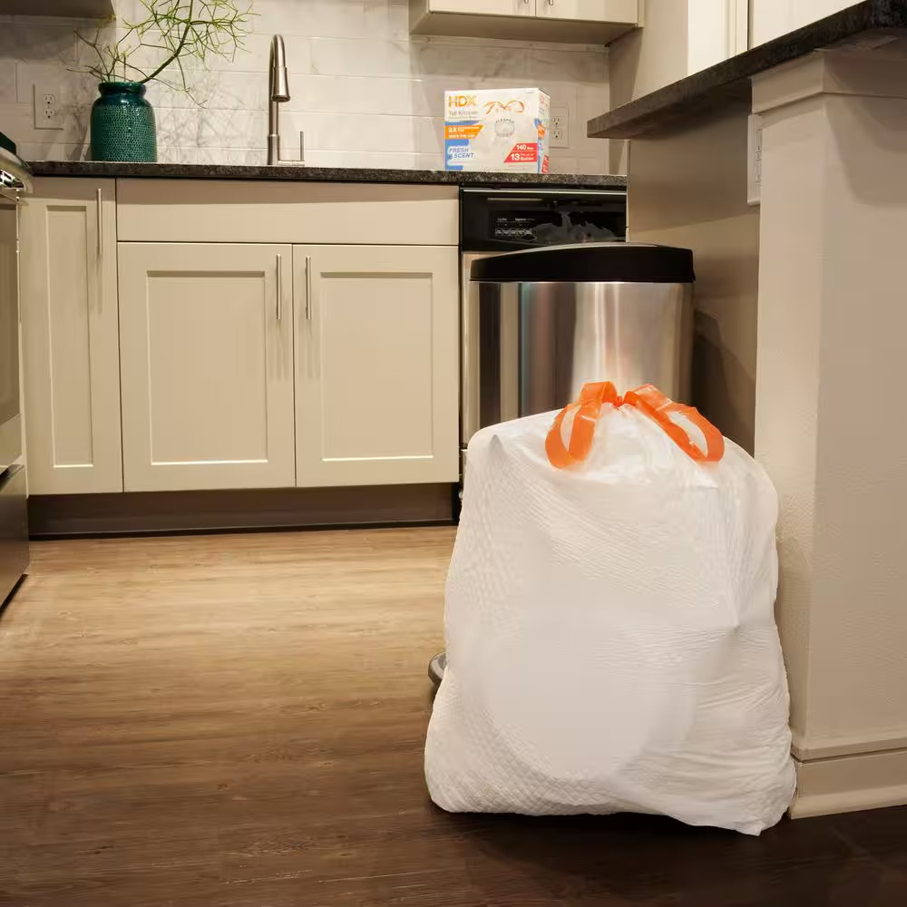 13 Gallon Fresh Scent Tall Kitchen Trash Bags with Drawstring, 200-Count