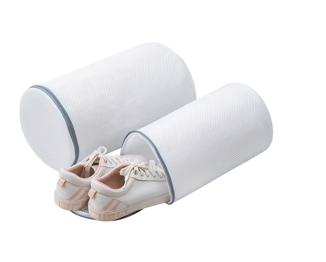 2pcs Mesh Shoe Cleaning Bag Reusable Laundry Protector with Zipper Closure – NEW