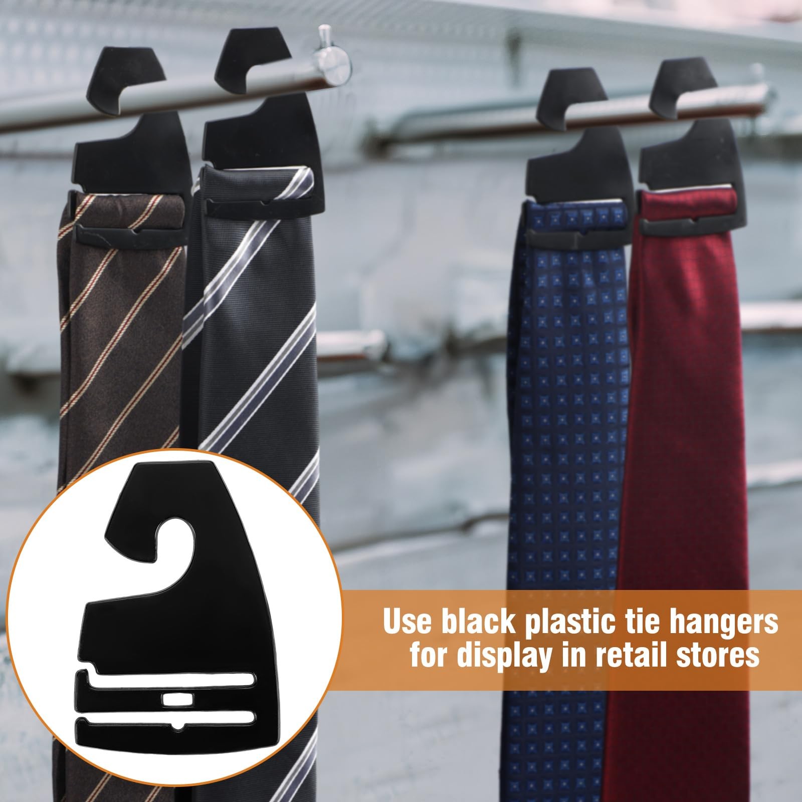 100 Pcs Tie Hangers, Plastic Neck Tie Holders for Display, Black Necktie Hook…