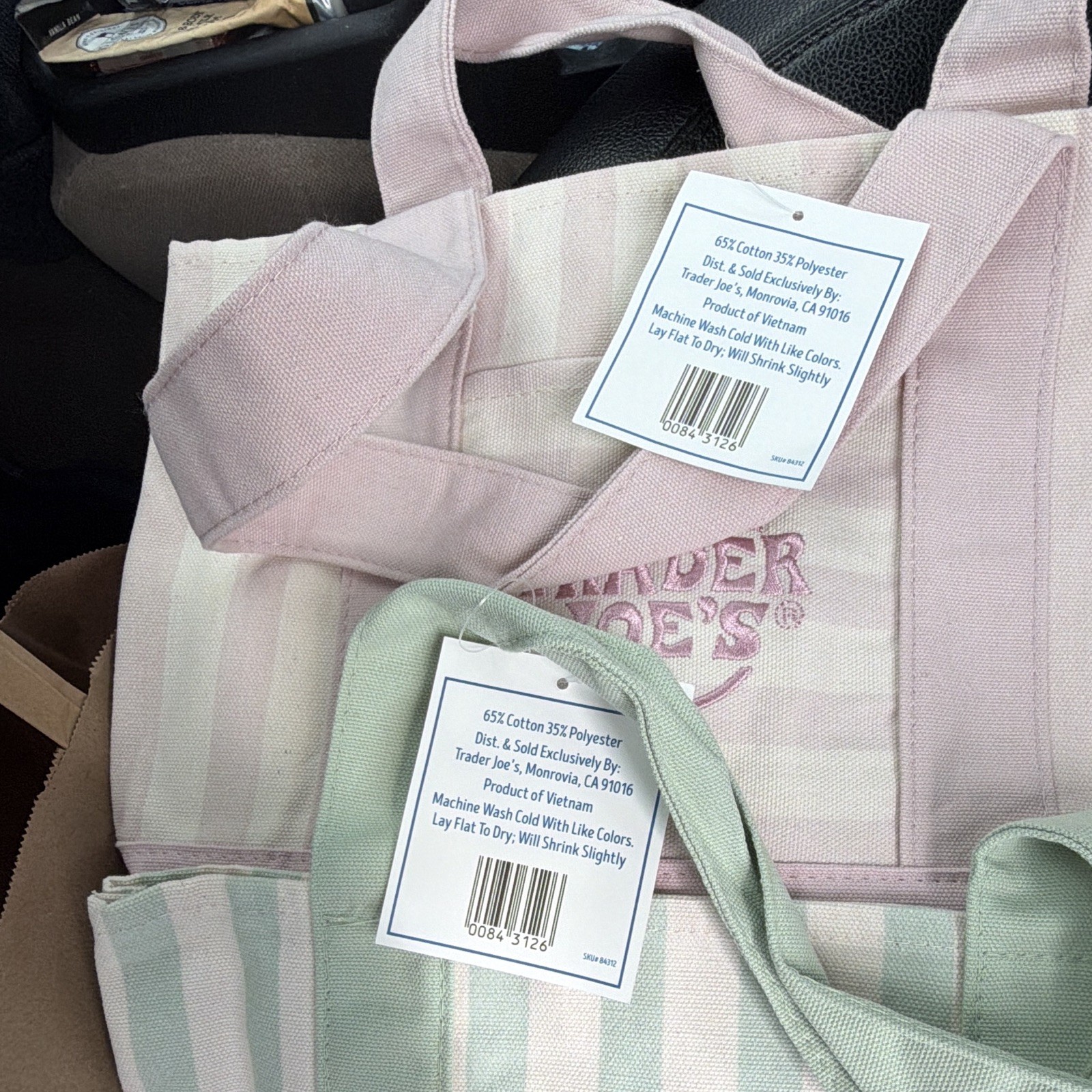 Trader Joe’s Striped Mini Canvas Tote Bag Multicolor Cotton/Polyester