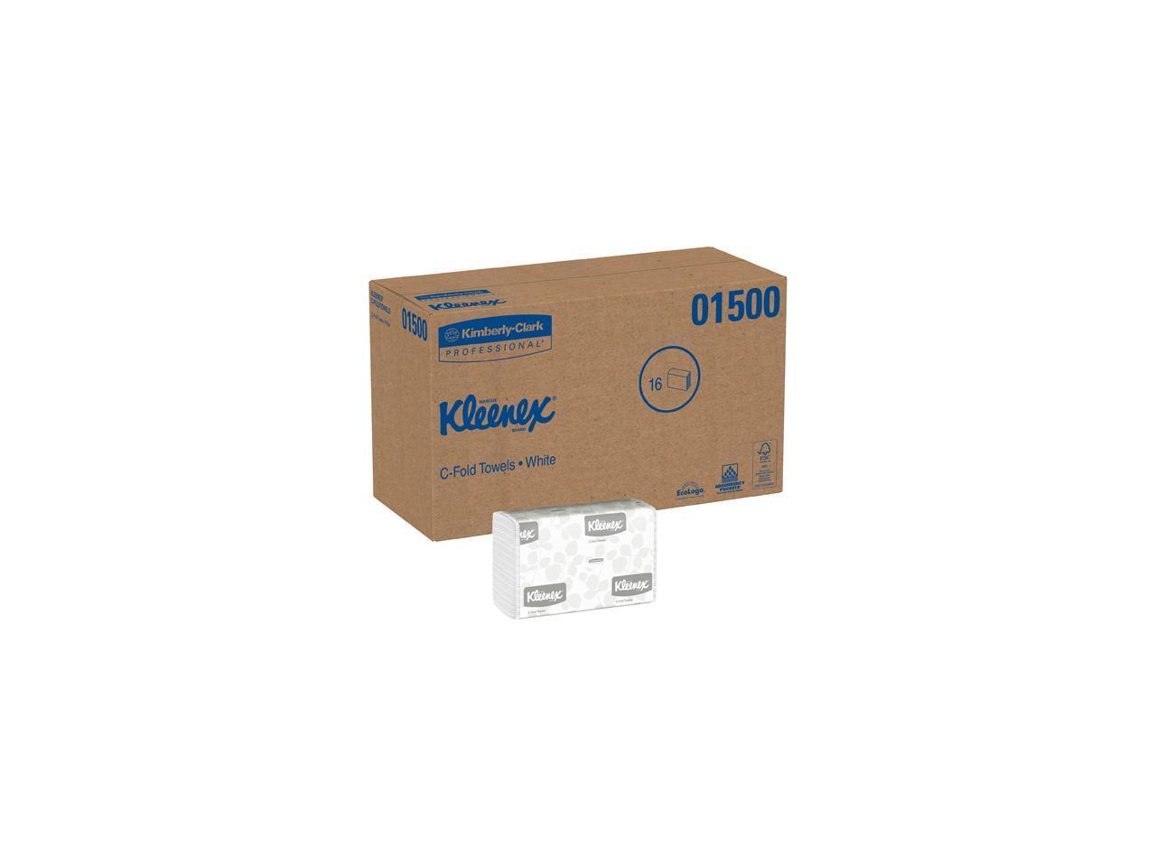 Kleenex C Fold Paper Towels (01500), Absorbent, White, 16 Packs / Case, 150 C-Fo