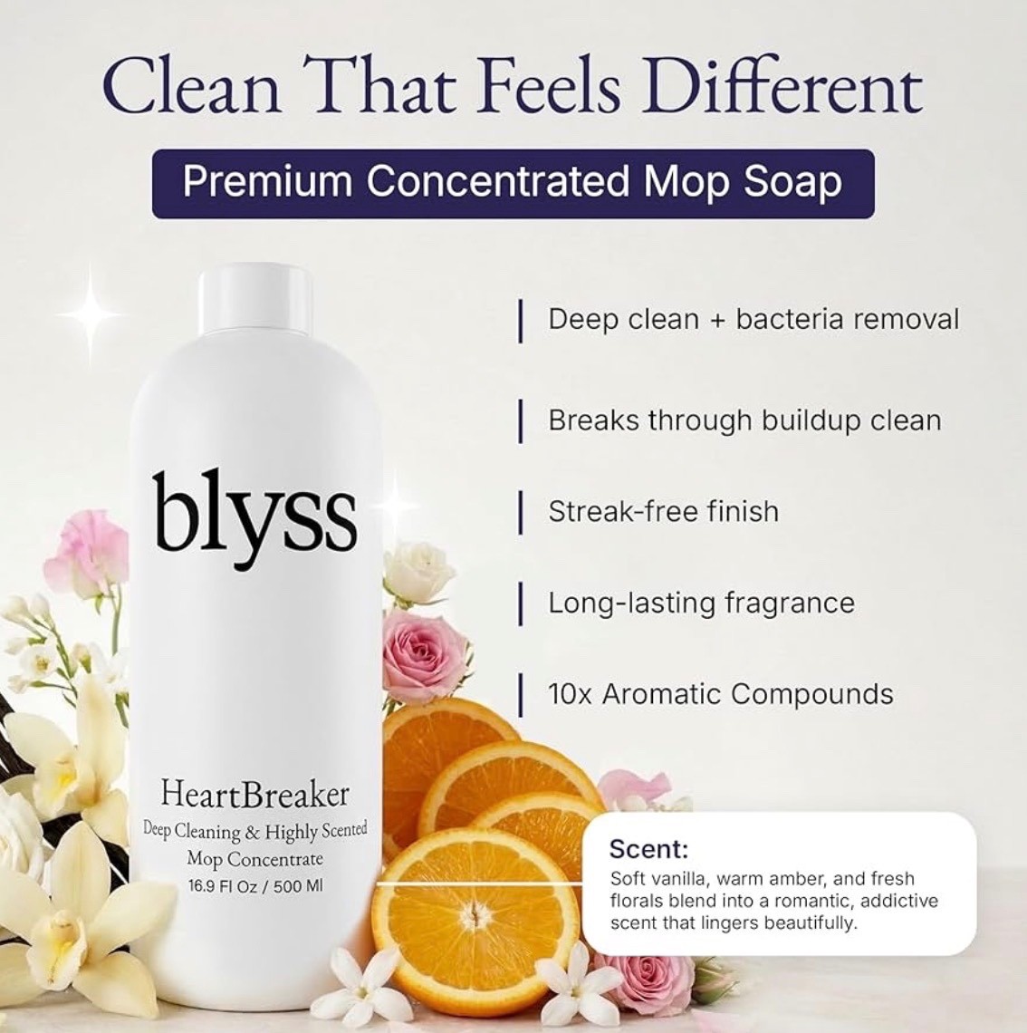 Blyss Mop Soap HeartBreaker 16.9 Fl Oz Exp. 2029 NEW