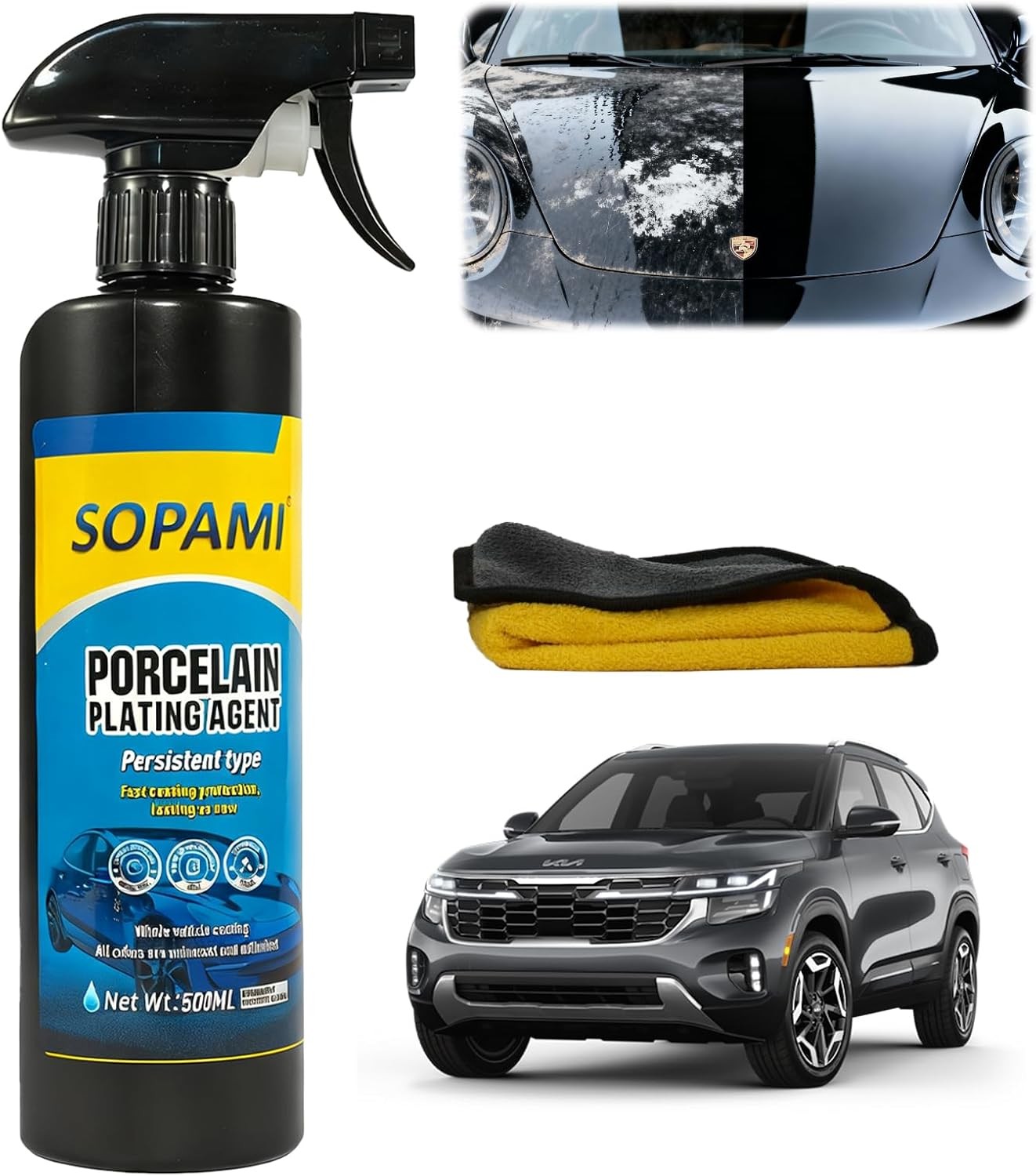 Sopami Car Coating Spray, 3-in-1 Ceramic Paint Sealant Car Wax, Maximum Gloss…
