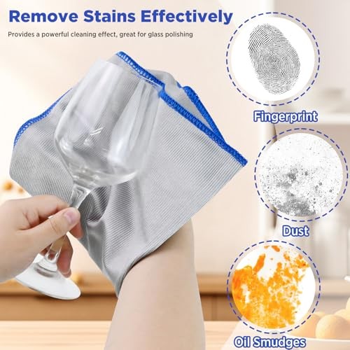 12 Pack Microfiber Glass Cleaning Cloth, 13.8” X 10.8″ Sliver-multicolor
