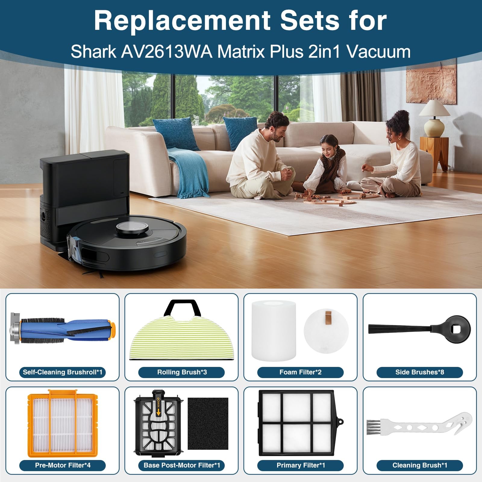 UR2650WS Replacement Parts for Shark Matrix Plus 2in1 Robot Vacuum, Accessori…