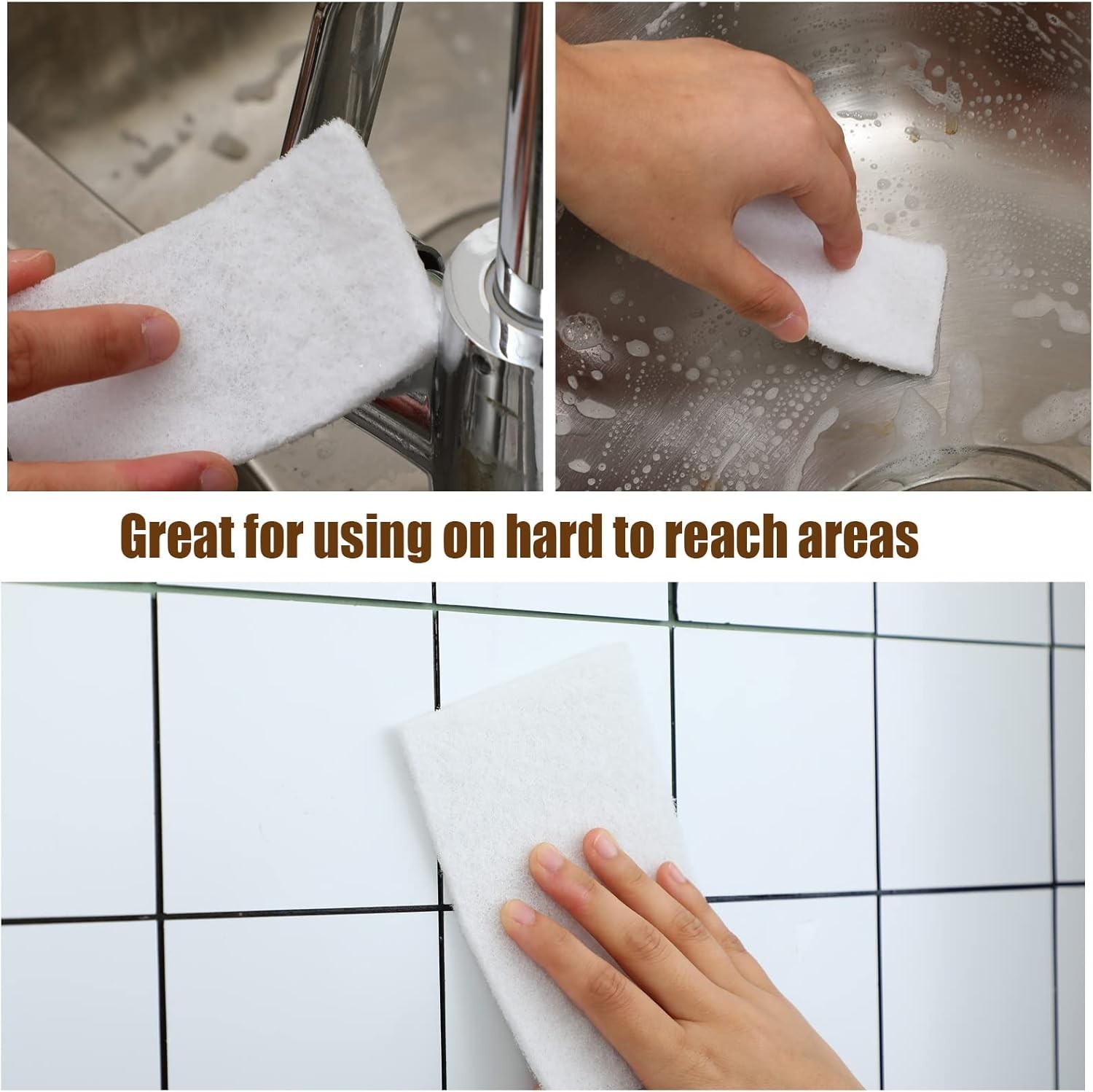 40 Pack Non Scratch White Scrubbing Pads Light Duty Multi Surface Cleaning
