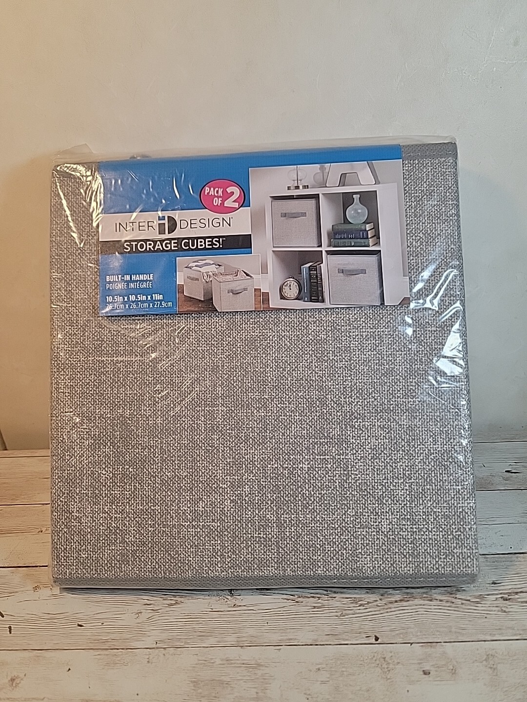 2 Pk ~ InterDesign Storage Cubes Foldable Built In Handle~10.5in x 10.5in x 11in