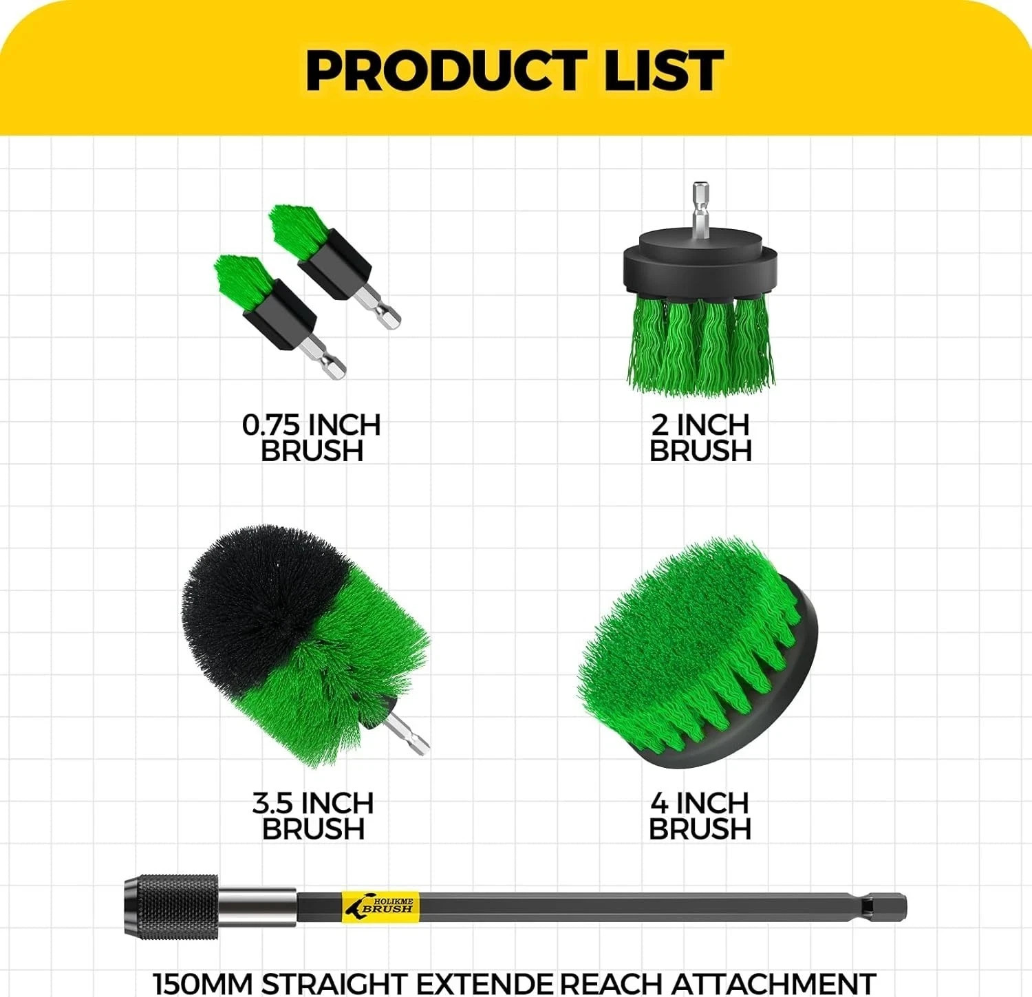 6Pack Drill Brush Power Scrubber Cleaning Brush Extended Long Attachment Set All