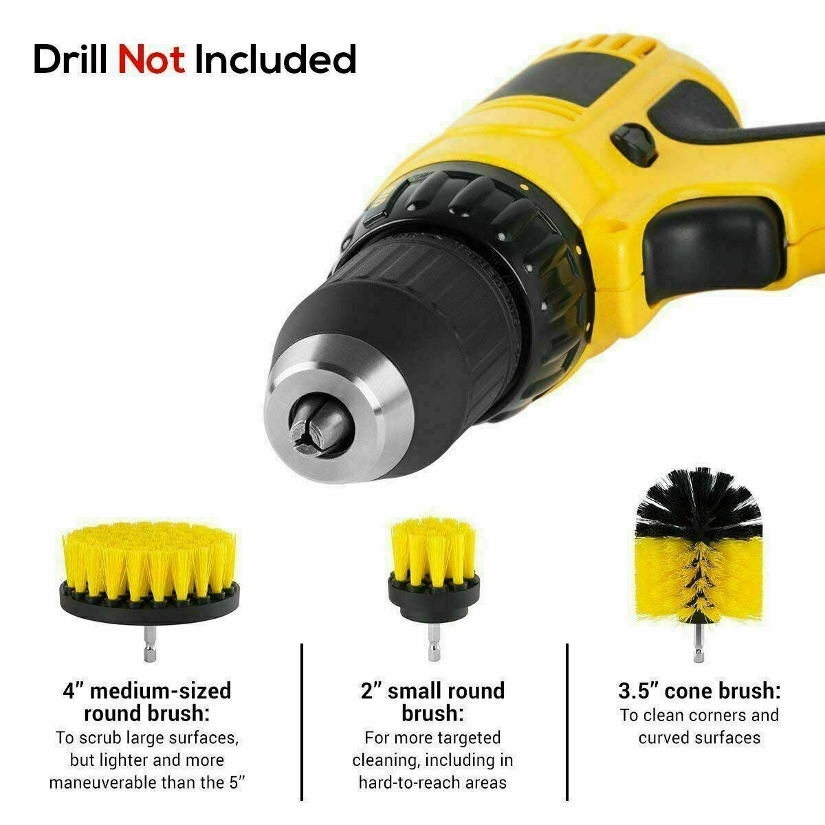 Drill Brush Power Scrubber Kit Cleaning Brush 3 Pack