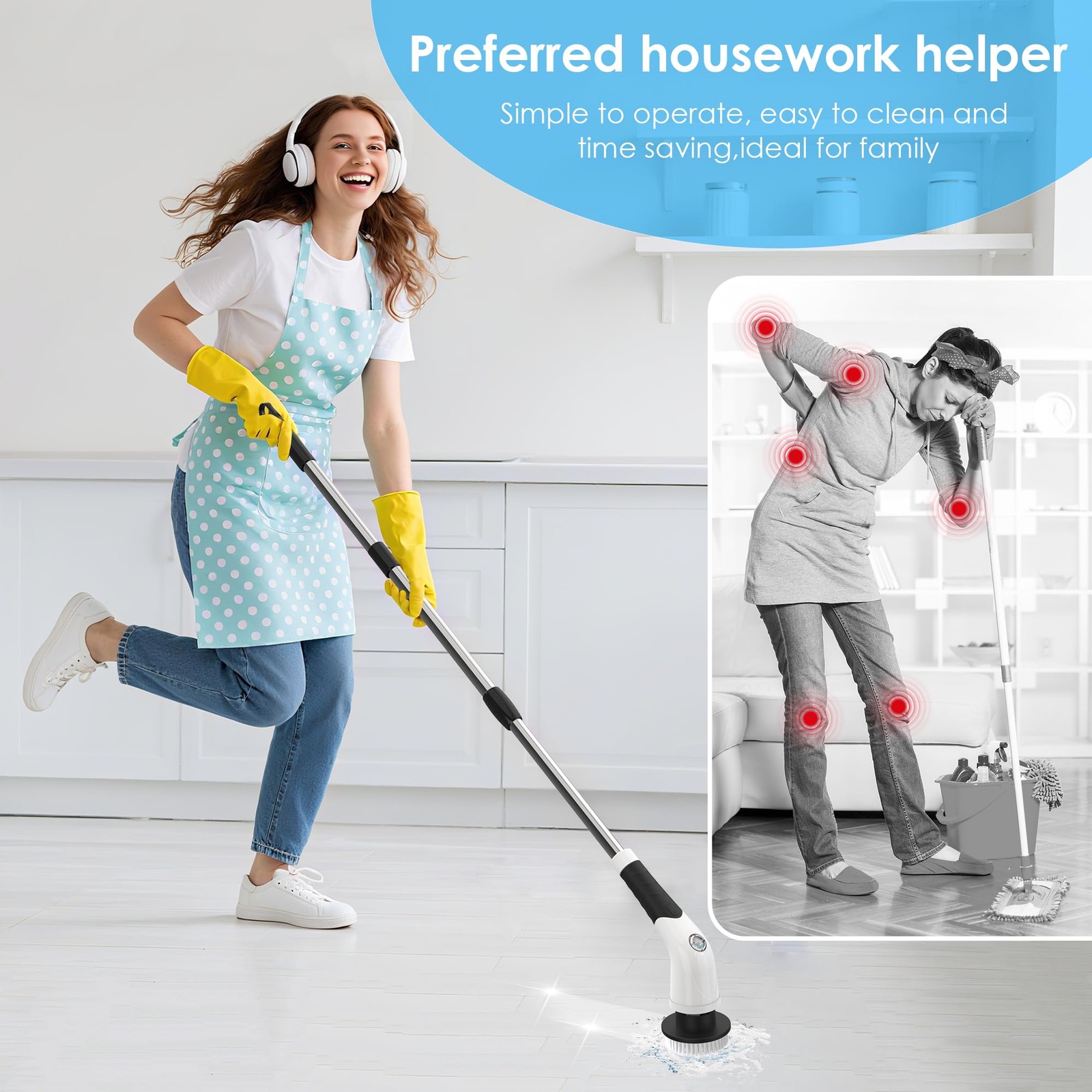 Electric Spin Scrubber, Cordless Cleaning Brush with 180 Min Runtime, 3-Speed…
