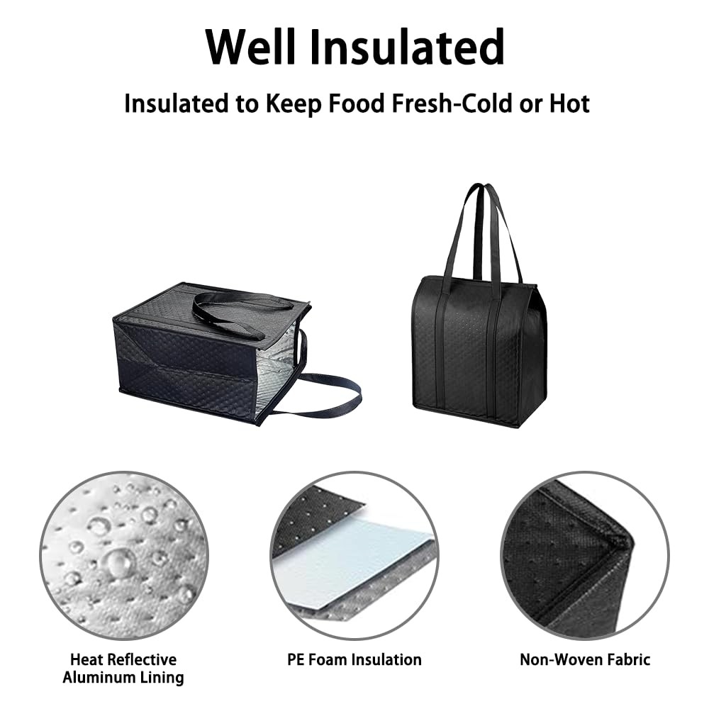 18L Insulated Grocery Bags with Zipper, Reusable Thermal Cooler Tote Bag for …