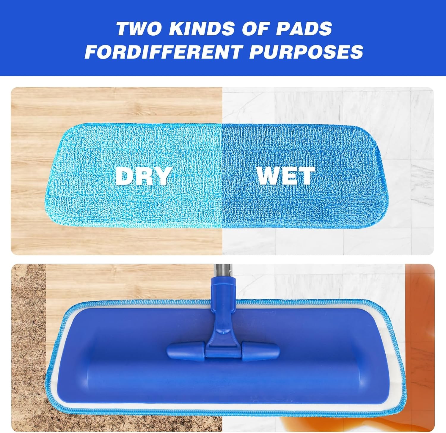 17.5″ Professional Microfiber Floor Cleaning Mop, Flat Mop with Stainless Steel