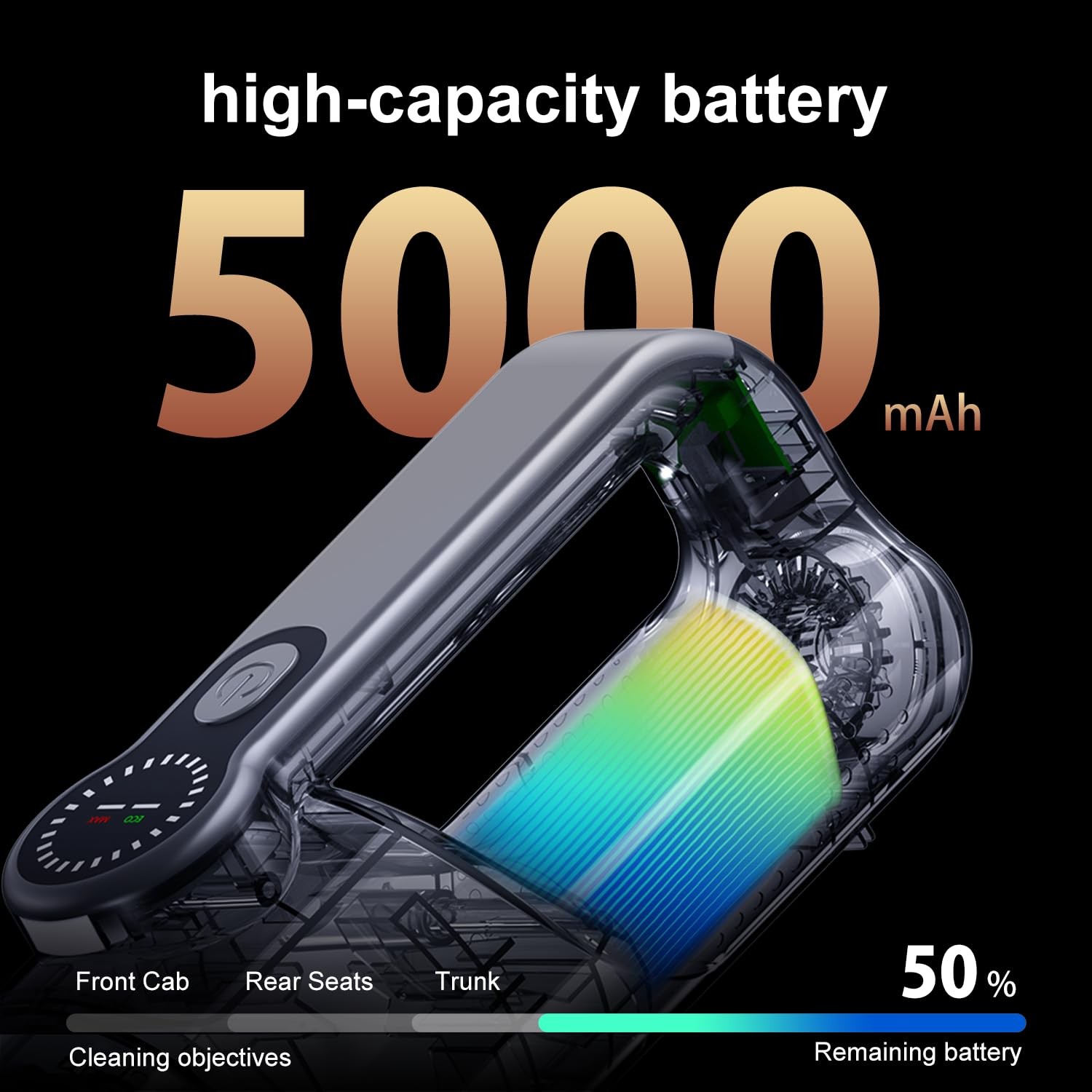 18000Pa Cordless Handheld Car Vacuum Cleaner – 35-Min Runtime, Light & LCD Sc…