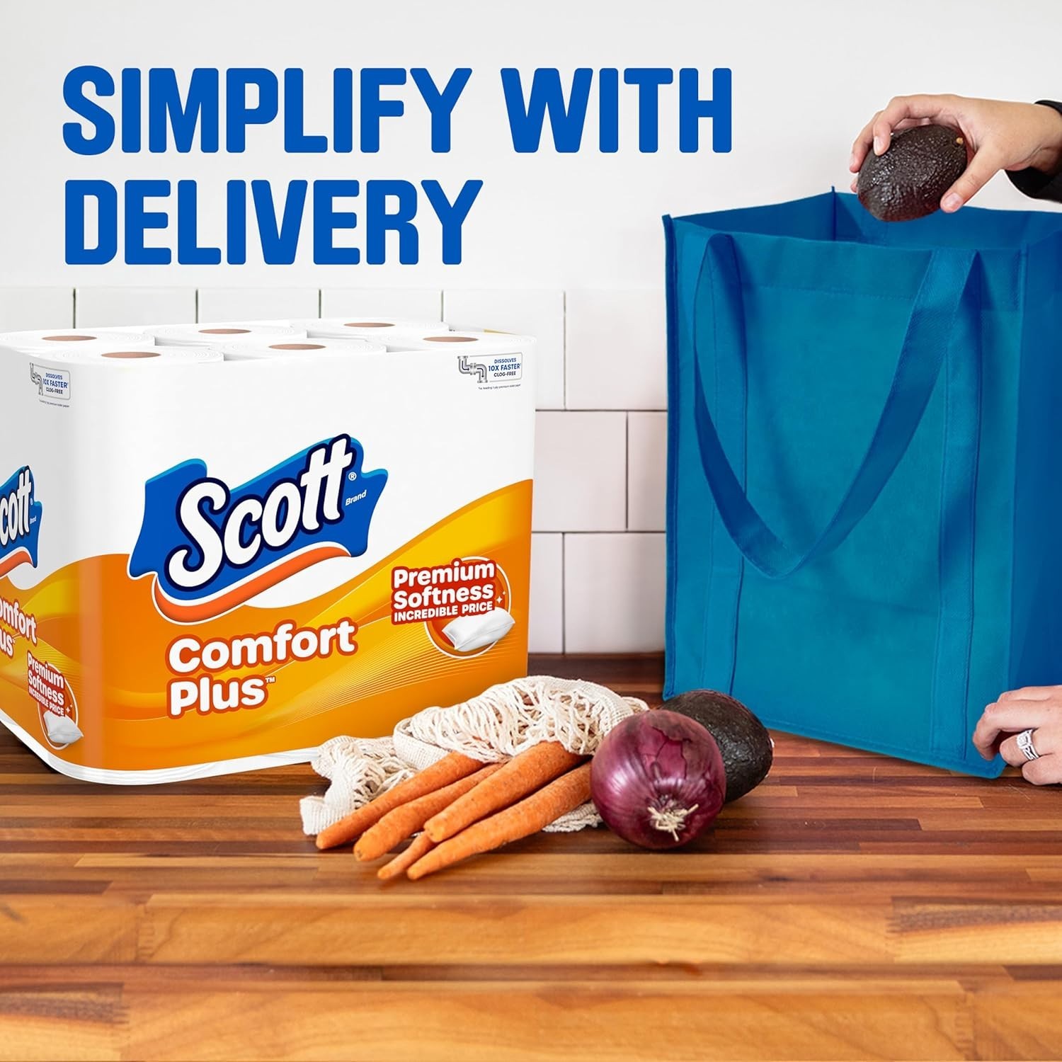 Scott ComfortPlus Toilet Paper, 12 Double Rolls,231 Sheets per Roll, Septic Safe