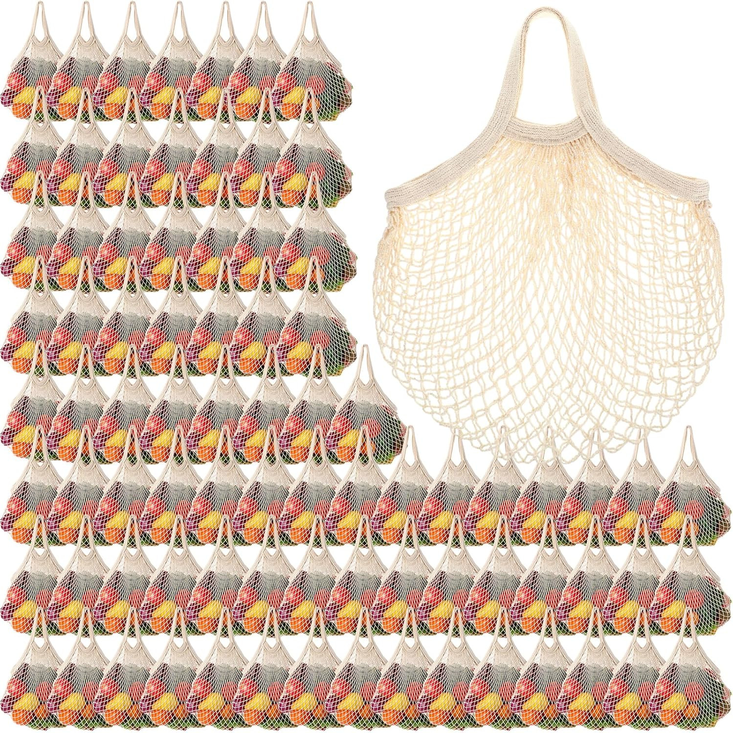 80 Reusable Cotton Mesh Produce Bags – Eco-Friendly Grocery Set